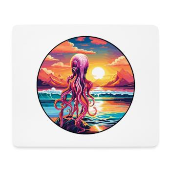 Squid Colorful Watercolor Cartoon Kawaii Animal - Mouse Pad (horizontal) - white - Front