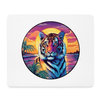 Tiger Colorful Watercolor Cartoon Kawaii Animal - Mouse Pad (horizontal) - white - Front
