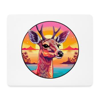 Deer Colorful Watercolor Cartoon Kawaii Animal - Mouse Pad (horizontal) - white - Front