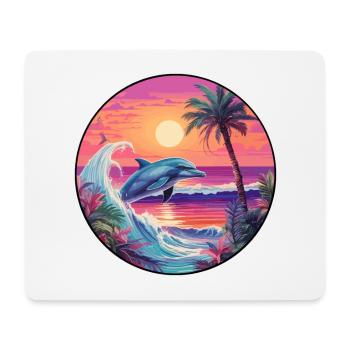 Dolphin Colorful Watercolor Cartoon Kawaii Animal - Mouse Pad (horizontal) - white - Front