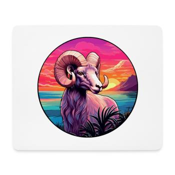 Ram Colorful Watercolor Cartoon Kawaii Animal - Mouse Pad (horizontal) - white - Front