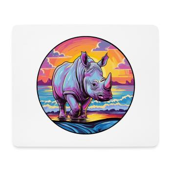 Nashorn Buntes Aquarell Cartoon Kawaii Tier - Mousepad (Querformat) - Weiß - Vorne