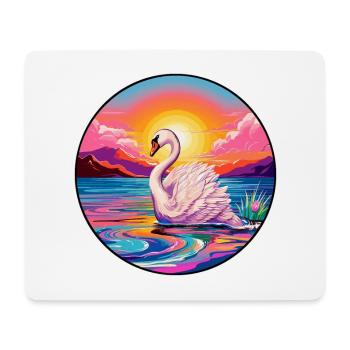 Schwan Buntes Aquarell Cartoon Kawaii Tier - Mousepad (Querformat) - Weiß - Vorne