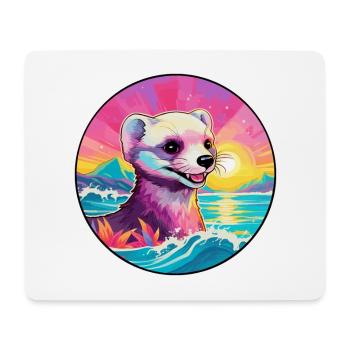 Ferret Colorful Watercolor Cartoon Kawaii Animal - Mouse Pad (horizontal) - white - Front
