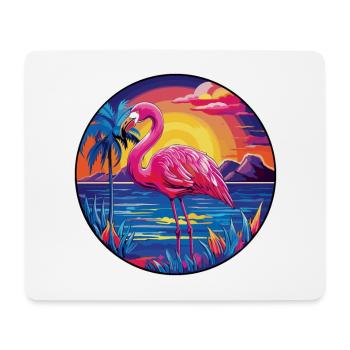Flamingo Colorful Watercolor Cartoon Kawaii Animal - Mouse Pad (horizontal) - white - Front