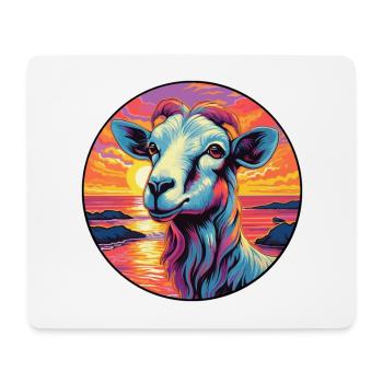 Chèvre coloré aquarelle dessin animé Kawaii Animal - Tapis de souris (format paysage) - blanc - Devant