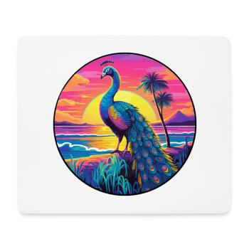 Pfau Buntes Aquarell Cartoon Kawaii Tier - Mousepad (Querformat) - Weiß - Vorne