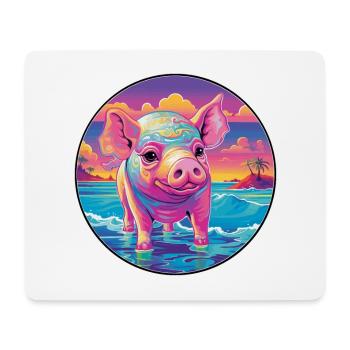 Cochon Aquarelle Colorée Dessin Animé Kawaii Animal - Tapis de souris (format paysage) - blanc - Devant