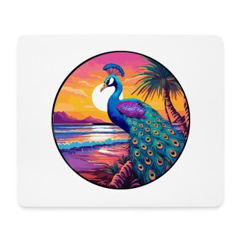 Peacock Colorful Watercolor Cartoon Kawaii Animal - Mouse Pad (horizontal) - white - Front