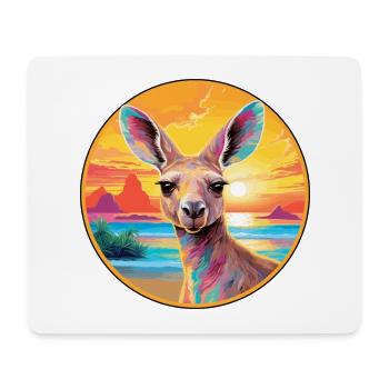 Kangaroo Colorful Watercolor Cartoon Kawaii Animal - Mouse Pad (horizontal) - white - Front