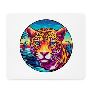 Jaguar Buntes Aquarell Cartoon Kawaii Tier - Mousepad (Querformat) - Weiß - Vorne