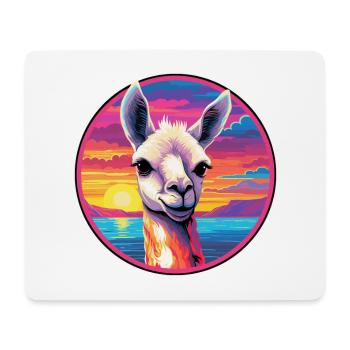 Llama Colorful Watercolor Cartoon Kawaii Animal - Mouse Pad (horizontal) - white - Front