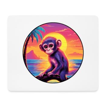 Affe Buntes Aquarell Cartoon Kawaii Tier - Mousepad (Querformat) - Weiß - Vorne