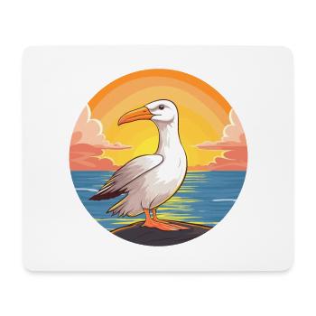 Albatross Colorful Watercolor Cartoon Kawaii Pet - Mouse Pad (horizontal) - white - Front