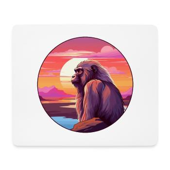 Pavian buntes Aquarell Cartoon Kawaii Tier - Mousepad (Querformat) - Weiß - Vorne