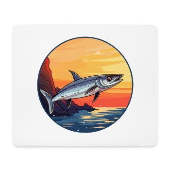 Barracuda Aquarelle Colorée Dessin Animé Kawaii Pet - Tapis de souris (format paysage) - blanc - Devant