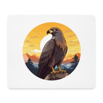 Bussard Buntes Aquarell Cartoon Kawaii Tier - Mousepad (Querformat) - Weiß - Vorne
