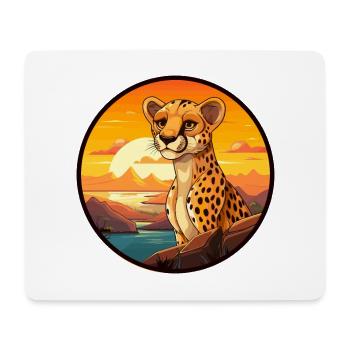 Cheetah Colorful Watercolor Cartoon Kawaii Animal - Mouse Pad (horizontal) - white - Front