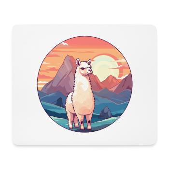 Alpaga Aquarelle Colorée Dessin Animé Kawaii Animal - Tapis de souris (format paysage) - blanc - Devant