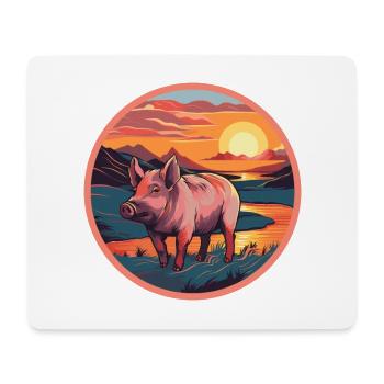 Boar Colorful Watercolor Cartoon Kawaii Animal - Mouse Pad (horizontal) - white - Front