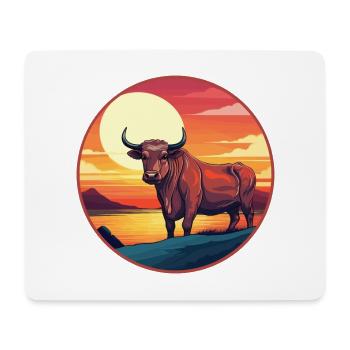 Bull Colorful Watercolor Cartoon Kawaii Animal - Mouse Pad (horizontal) - white - Front