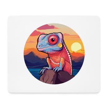 Chameleon Colorful Watercolor Cartoon Kawaii Pet - Mouse Pad (horizontal) - white - Front