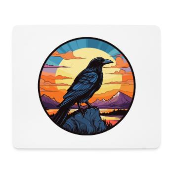 Crow Colorful Watercolor Cartoon Kawaii Animal - Mouse Pad (horizontal) - white - Front