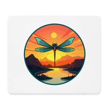 Libelle bunte Aquarell-Karikatur Kawaii Haustier - Mousepad (Querformat) - Weiß - Vorne