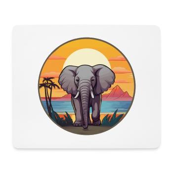 Elephant Colorful Watercolor Cartoon Kawaii Animal - Mouse Pad (horizontal) - white - Front