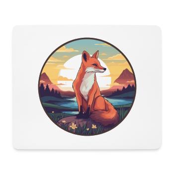 Gelehrter Fuchs Buntes Aquarell Cartoon Kawaii Haustier - Mousepad (Querformat) - Weiß - Vorne