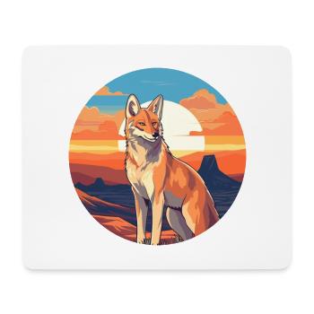 Coyote Aquarelle Colorée Dessin Animé Kawaii Animal - Tapis de souris (format paysage) - blanc - Devant