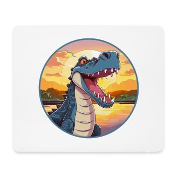 Crocodile Aquarelle Colorée Dessin Animé Kawaii Pet - Tapis de souris (format paysage) - blanc - Devant