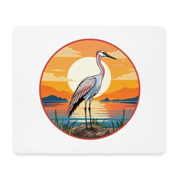 Crane Pet Aquarelle Colorée Dessin Animé Kawaii Pet - Tapis de souris (format paysage) - blanc - Devant