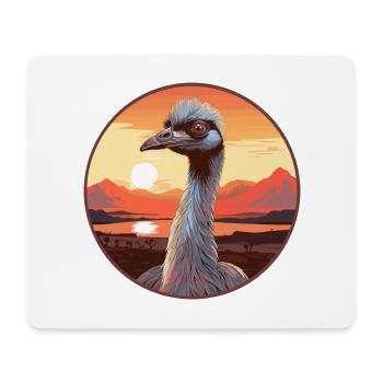 Emu Colorful Watercolor Cartoon Kawaii Animal - Mouse Pad (horizontal) - white - Front