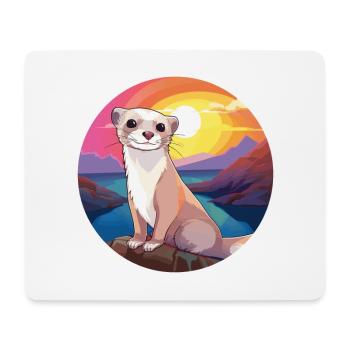 Ferret Colorful Watercolor Cartoon Kawaii Animal - Mouse Pad (horizontal) - white - Front
