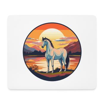 Pferd buntes Aquarell Karikatur Kawaii Tier - Mousepad (Querformat) - Weiß - Vorne