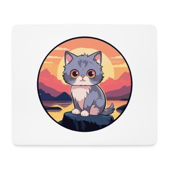 Kitten Colorful Watercolor Cartoon Kawaii Animal - Mouse Pad (horizontal) - white - Front