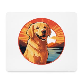 Golden Retriever Dog Colorful Watercolor Cartoon - Mouse Pad (horizontal) - white - Front