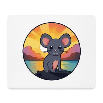 Maus buntes Aquarell Cartoon Kawaii Tier - Mousepad (Querformat) - Weiß - Vorne