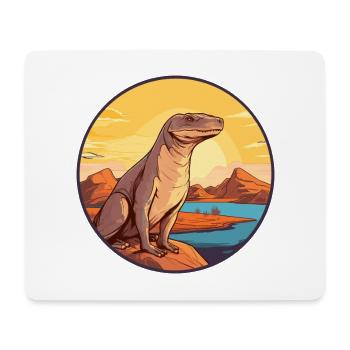 Komodowaran Bunte Aquarell-Karikatur Kawaii - Mousepad (Querformat) - Weiß - Vorne