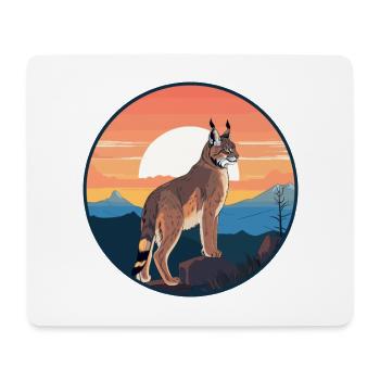 Luchs Buntes Aquarell Cartoon Kawaii Tier - Mousepad (Querformat) - Weiß - Vorne