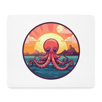 Oktopus Buntes Aquarell Cartoon Kawaii Tier - Mousepad (Querformat) - Weiß - Vorne