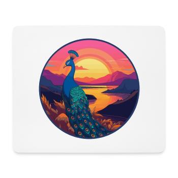 Peacock Colorful Watercolor Cartoon Kawaii Animal - Mouse Pad (horizontal) - white - Front
