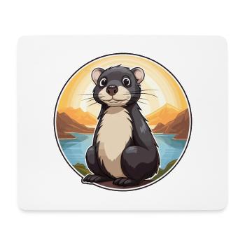 Skunk Aquarelle Colorée Dessin Animé Kawaii Animal - Tapis de souris (format paysage) - blanc - Devant