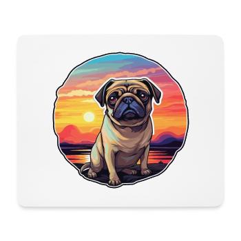 Mopshund buntes Aquarell Cartoon Kawaii Tier - Mousepad (Querformat) - Weiß - Vorne