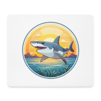 Hai Buntes Aquarell Cartoon Kawaii Tier - Mousepad (Querformat) - Weiß - Vorne