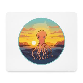 Squid Colorful Watercolor Cartoon Kawaii Animal - Mouse Pad (horizontal) - white - Front