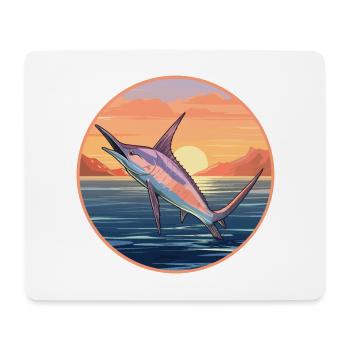 Schwertfisch Bunte Aquarell-Karikatur Kawaii Haustier - Mousepad (Querformat) - Weiß - Vorne