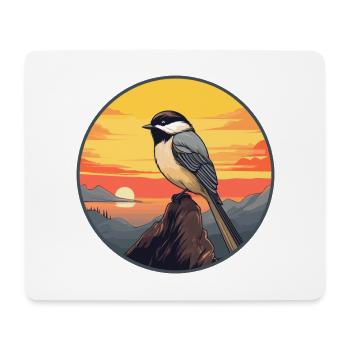 Mésange Oiseau Aquarelle Colorée Dessin Animé Kawaii Animal - Tapis de souris (format paysage) - blanc - Devant