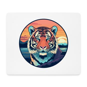 Tiger Colorful Watercolor Cartoon Kawaii Animal - Mouse Pad (horizontal) - white - Front
